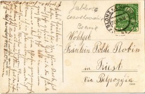 1914 Jablonec nad Nisou, Gablonz; Alter Markt / market, trams, Hotel Erlebach, shops of Carls Weiss and Blumen (EK...