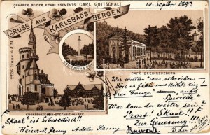 1893 (Vorläufer!!!) Karlovy Vary, Karlsbad; Gruss aus Karlsbad's Bergen. Kronprinzessin-Stefanie-Warte...