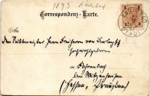 1893 (Vorläufer!!!) Karlovy Vary, Karlsbad; Gruss aus Karlsbad's Bergen. Kronprinzessin-Stefanie-Warte...