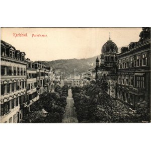 Karlovy Vary, Karlsbad; Parkstrasse, Hotel Venedig. Hermann Seibt (Meissen) / street view, synagogue...