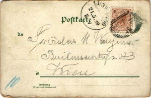 1899 (Vorläufer) Karlovy Vary, Karlsbad; Sprudel, Felsenquelle, Russische Kirche / spa, spring well...