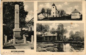 1925 Koclírov, Ketzelsdorf; church, military monument, pond (fa)