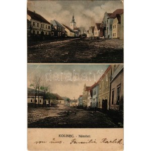 1923 Kolinec, Námestí / square, church, inn (fa)