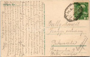 1916 Krupka, Graupen; Mückentürmchen (Komárí vízka) / general view, church, mountain with tower (EK...