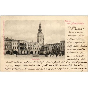1900 Novy Jicín, Neutitschein; Stadtplatz / square, shops (EK)