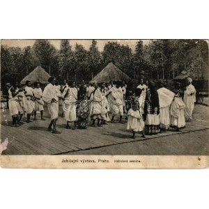 Praha, Prag, Prague; Jubilejní vystava, Habesská vesnice / Prague Jubilee Exhibition, Abyssinian village ...