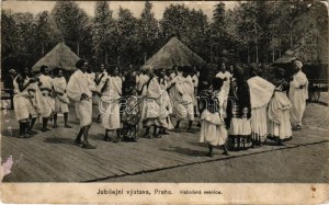 Praha, Prag, Prague; Jubilejní vystava, Habesská vesnice / Prague Jubilee Exhibition, Abyssinian village ...