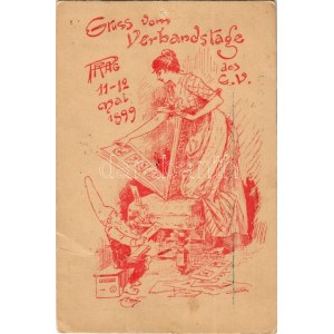 Praha, Prague, Prága; Gruss vom Verbandstage des C. V. 11-12 Mai 1899 / advertisement (pinhole)