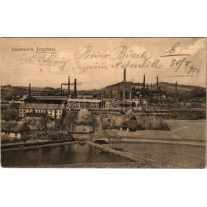 1913 Trinec, Trzyniec, Trzynietz; Eisenwerk / ironworks, iron factory (wet corner)