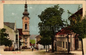 Uhersky Brod, Magyarbród, Ungarisch Brod; street view, church (EK)