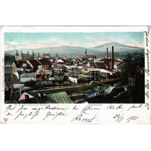 1901 Vrchlabí, Hohenelbe (Krkonose, Riesengebirge); general view with castle (EK)