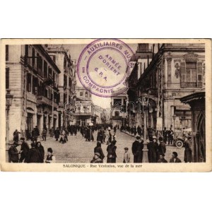 1917 Thessaloniki, Saloniki, Salonica, Salonique; Rue Vénizelos, vue de la mer / street
