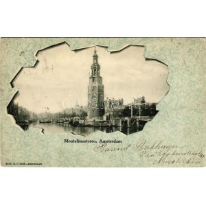 1899 (Vorläufer) Amsterdam, Montelbanstoren. Uith. N. J. Boon / tower, canal. Art Nouveau montage (EK...