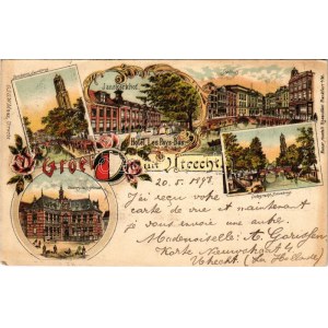 1898 (Vorläufer!) Utrecht, Groet, Janskerkhof, Domtoren, Gaardbrug, Stadhuis, Oudegracht Smeebrug, Universiteitsgebouw...