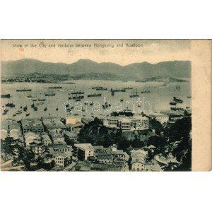 1911 Hong Kong, Hongkong; View of the City and Harbour between Hongkong and Kowloon Peninsula. M. Sternberg (Rb...