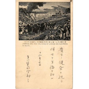 Dalian, Dalny, Dairen, Talien; Japanese 2nd Army welcomed by Chinese and Europeans (EK)