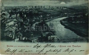 1899 (Vorläufer) Cieszyn, Teschen; general view at night in moonlight. Verlag v. Ed. Feitzinger (EK...