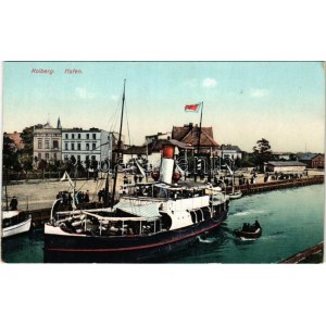 Kolobrzeg, Ostseebad Kolberg; Hafen / port, steamship (EK)
