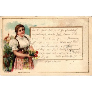 1903 Ostschlesierin. Ed. Feitzinger's Verlag (Cieszyn, Teschen) R3. / Folklore from East Silesia. Emb. litho (pinhole...