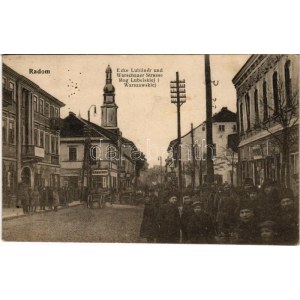 Radom, Ecke Lubliner und Warschauer Strasse / Rog Lubelskiej i Warszawskiej / street, shops + ...