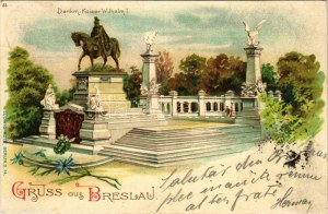 1900 Wroclaw, Breslau; Denkmal Kaiser Wilhelm I / monument. Ludwig Roth Art Nouveau, floral, litho (Rb...