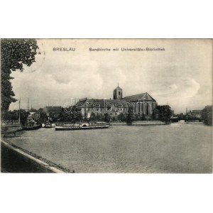 1908 Wroclaw, Breslau; Sandkirche mit Universitäts-Bibliothek / Church with university library