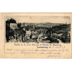 1899 (Vorläufer) Luxembourg, Luxemburg; Vallée de la basse Petrusse et Viaduc du Bisserweg / viaduct, train...