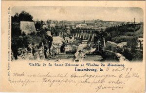 1899 (Vorläufer) Luxembourg, Luxemburg; Vallée de la basse Petrusse et Viaduc du Bisserweg / viaduct, train...