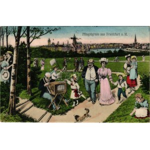 1906 Frankfurt am Main, Pfingstgruss / view, montage with people