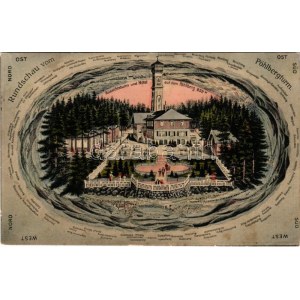 1916 Pöhlbergturm, Rundschau, Hotel. Verlag M. Preller / mountain, tower, hotel, with directions. litho (EK...