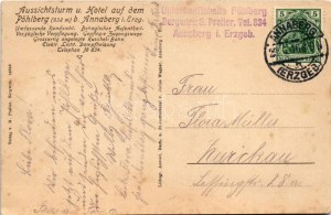 1916 Pöhlbergturm, Rundschau, Hotel. Verlag M. Preller / mountain, tower, hotel, with directions. litho (EK...