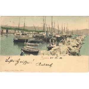 1902 La Spezia, Il porto, Trasporto Polveri / port, steamships (EK)