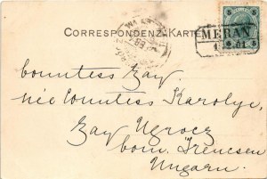 1900 Merano, Meran (Südtirol); Am Tappeiner Weg. L. Fränzl & Co. / mountain road, rest house (EK...