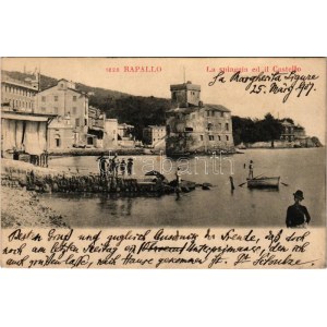 1907 Rapallo, La spiaggia ed il Castello / beach, castle