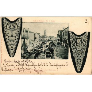 1905 Venice, Venezia; Isola di Burano, Rio di Mezzo / island, lace, boats, river (EK)