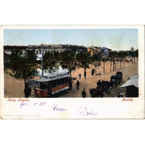 1902 Braila, Piata Regala / square, tram (Rb)