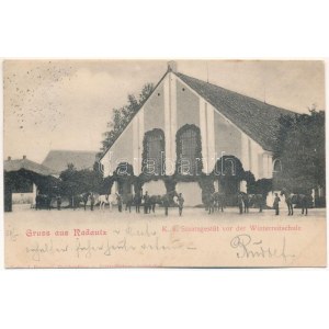 1901 Radauti, Radóc, Radautz (Bukovina, Bucovina, Bukowina); K. k. Staatsgestüt vor der Winterreitschule. Verlag J...