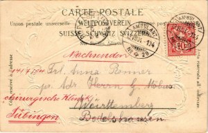 1904 Basel, St. Jacobs Denkmal / monument, coat of arms, flags. Art Nouveau, litho, Emb.