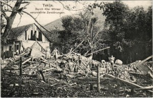 Tekija (Kladovo), Durch 42er Mörser verursachte Zerstörungen / WWI German and K.u.K. military...