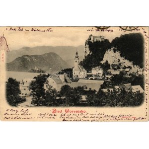 1900 Bled, Veldes; Gorenjsko. Zalozil D. / castel, lake, view (tear)