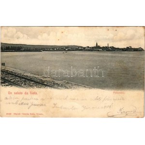 1905 Izola, Isola; Panorama / general view with railway line (fl)