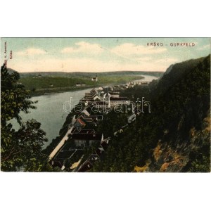 1906 Krsko, Gurkfeld; general view + POSTAKALAUZ ZÁGRÁB - STEINBRÜCK KÖZÖTT...