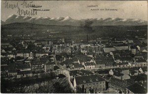 1906 Ljubljana, Laibach; Aussicht vom Schlossberg / Razgled z grada. L. J. Fröhlich / view from castle hill (EK...