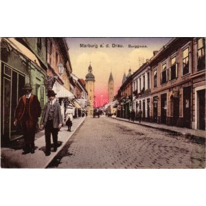 Maribor, Marburg; Burggasse / street view, shops. Verlag M. Letonya (fl)