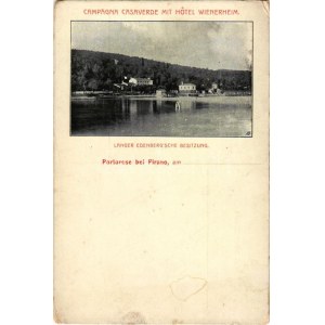 Portoroz, Portorose; Campagna Casaverde mit Hotel Wienerheim (Langer Edenbergsche Besitzung) / hotel (worn corners...