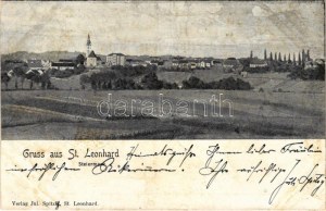 1901 Sveti Lenart v Slovenskih Goricah, Sankt Leonhard in Windischbühel; general view with church (fl...