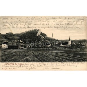 Velenje, Wöllan; Burg Schallegg bei Wöllan / Grad Salek / castle, church. Verlag Jos. Wutti (fl)