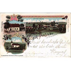 1899 (Vorläufer) Zgornja Polskava, Ober-Pulsgau, Oberpulsgau; Gasthaus zur Post, Kirche / inn, general view, church...