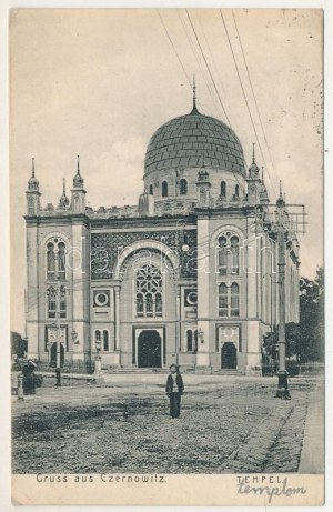Chernivtsi, Czernowitz, Cernauti, Csernyivci (Bukovina, Bucovina, Bukowina); Tempel. Leon König No. 15. / synagogue (Rb...