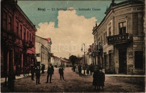 1917 Stryi, Stryj, Strij; Ul. Sobieskiego, Apteka / Sobieski Gasse. Leon Rosenschein / street...
